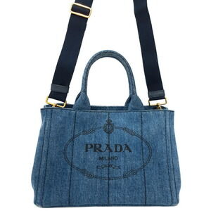 PRADA Canapa Denim Handbag Bag